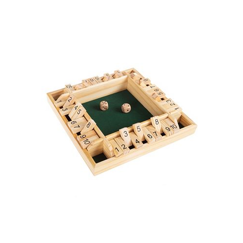 Trademark Global Hey Play Shut The Box Game - Classic 10 Number Wooden Set With Dice Included-Old Fashioned 4 Player Thinking Strategy Game For Adults And Children