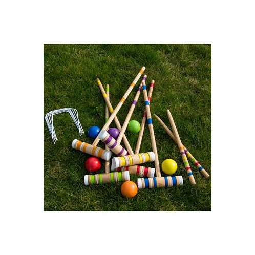 Trademark Global Hey Play Croquet Set - Wooden Outdoor Deluxe Sports Set With Carrying Case - Fun Vintage Backyard Lawn Recreation Game For Kids Or Adults 6 Players