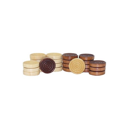 WorldWise Imports Set of 24 Stackable Wood Grooved Checkers - 1.5