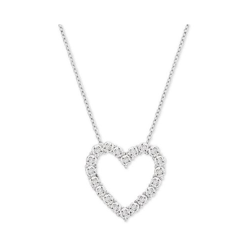 Macys Diamond Heart 18 Pendant Necklace (1/10 ct. t.w.) in Sterling Silver