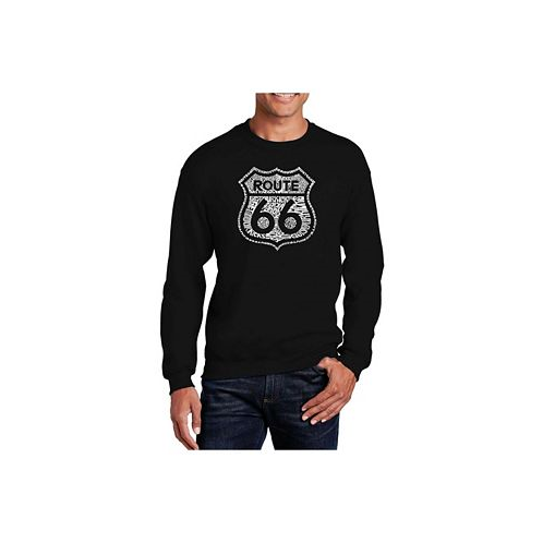 LA Pop Art Mens Word Art Get Your Kicks On Route 66 Crewneck Sweatshirt