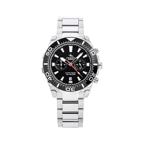 Strumento Marino Mens Skipper Dual Time Zone Stainless Steel Bracelet Watch 44mm