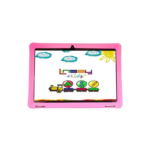 LINSAY New 10.1 Kids Tablet Octa Core 128GB with Pink Kids Defender Case Newest Android 13
