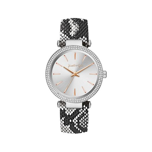 Kendall + Kylie Womens Black and White Snakeskin Stainless Steel Strap Analog Watch 40mm