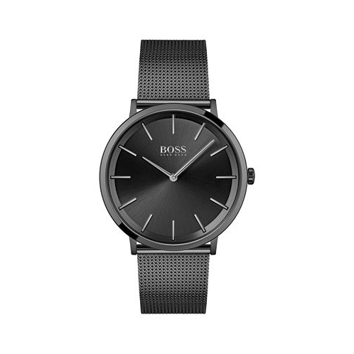 Hugo Boss Mens Skyliner Black Stainless Steel Mesh Bracelet Watch 40mm