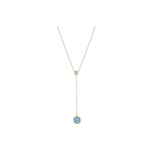 Unwritten Gold Flash Plated Crystal Evil Eye Lariat Necklace