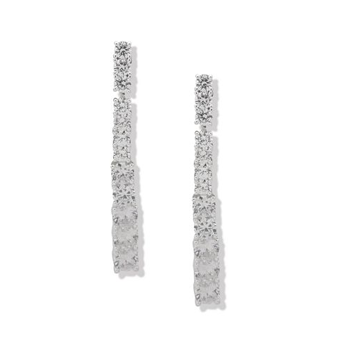 Anne Klein Silver-Tone Graduated Crystal Linear Drop Earrings