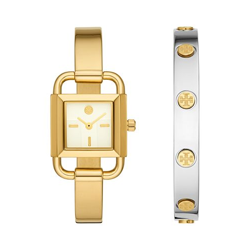 Tory Burch Womens Phipps Gold-Tone Stainless Steel Bracelet Watch 22mm Gift Set