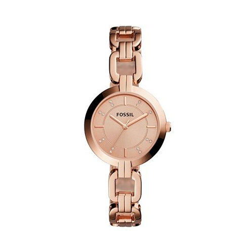 Fossil Womens Kerrigan Three Hand Rose Gold Stainless Steel Watch 32mm