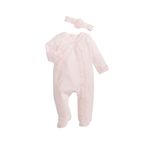 First Impressions Baby Girls Ruffle Footie and Headband 2 Piece Set