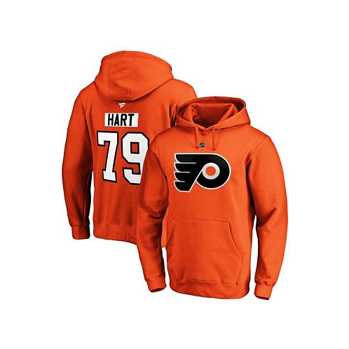 Fanatics Mens Carter Hart Orange Philadelphia Flyers Authentic Stack Player Name and Number Pullover Hoodie