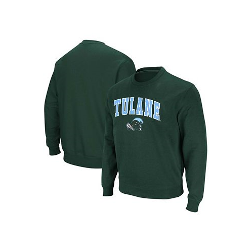 Colosseum Mens Green Tulane Green Wave Arch Logo Tackle Twill Pullover Sweatshirt