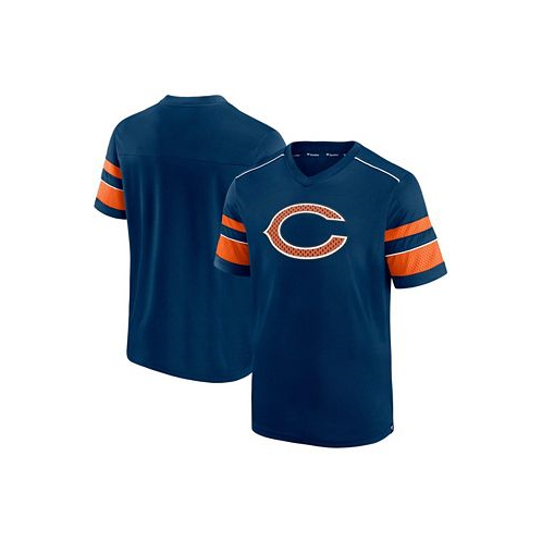 Fanatics Mens Navy Chicago Bears Textured Hashmark V-Neck T-shirt