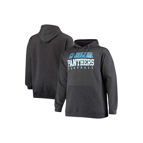 Fanatics Mens Big and Tall Heathered Charcoal Carolina Panthers Practice Pullover Hoodie