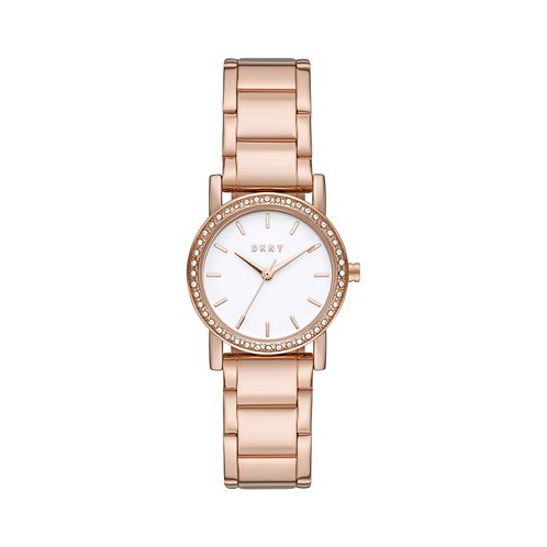 DKNY Womens Soho Rose Gold-Tone Stainless Steel Bracelet Watch 29mm