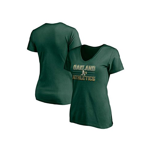 Fanatics Womens Green Oakland Athletics Compulsion To Win V-Neck T-shirt
