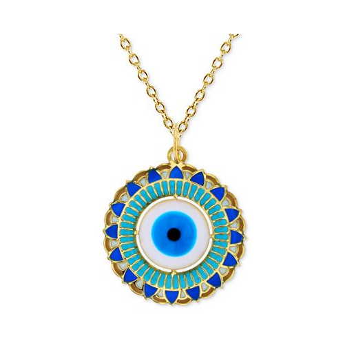 Macys Enamel Evil Eye 18 Pendant Necklace in 14k Gold
