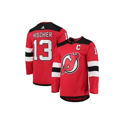 Adidas Mens Nico Hischier Red New Jersey Devils Home Captain Patch Authentic Pro Player Jersey