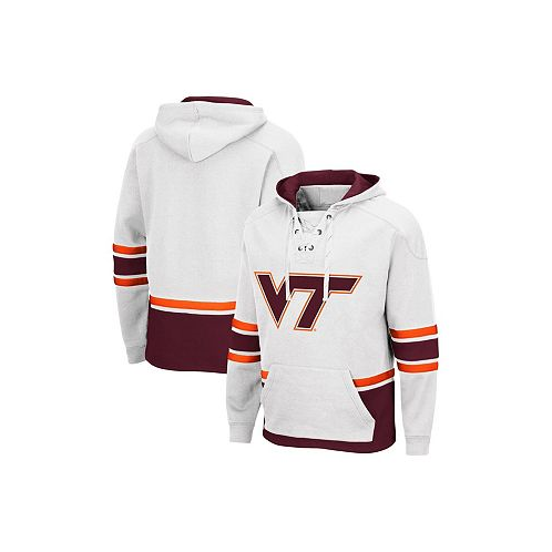 Colosseum Mens White Virginia Tech Hokies Lace Up 3.0 Pullover Hoodie