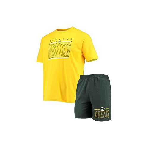 Concepts Sport Mens Green Gold Oakland Athletics Meter T-shirt and Shorts Sleep Set