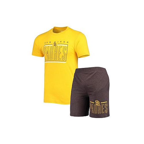 Concepts Sport Mens Brown Gold San Diego Padres Meter T-shirt and Shorts Sleep Set