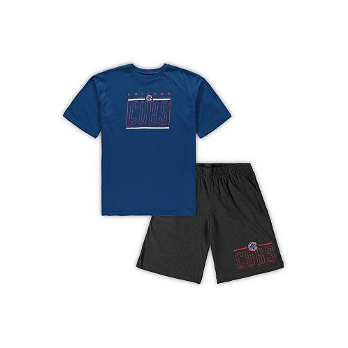 Concepts Sport Mens Royal Heathered Charcoal Chicago Cubs Big and Tall T-shirt and Shorts Sleep Set