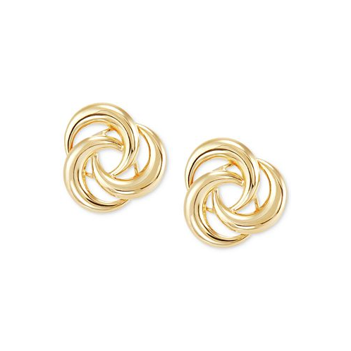Macys Tricolor Love Knot Stud Earrings in 10k Gold White Gold & Rose Gold