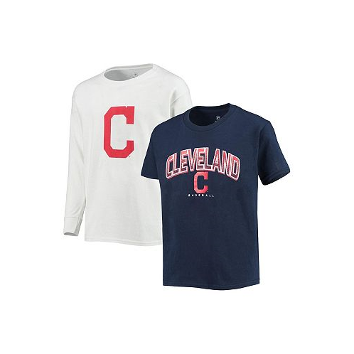 Stitches Big Boys Navy White Cleveland Guardians Team T-shirt Combo Set