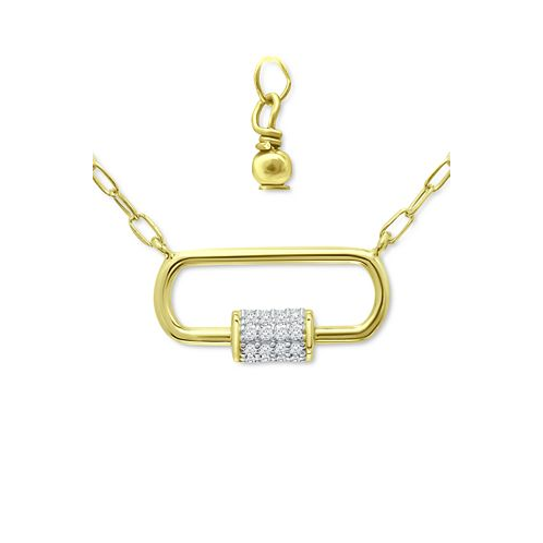 Giani Bernini Cubic Zirconia Pave Link Pendant Necklace in 18k Gold-Plated Sterling Silver 16 + 2 extender