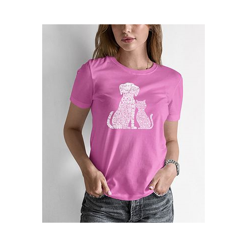 LA Pop Art Womens Word Art Dogs and Cats T-shirt