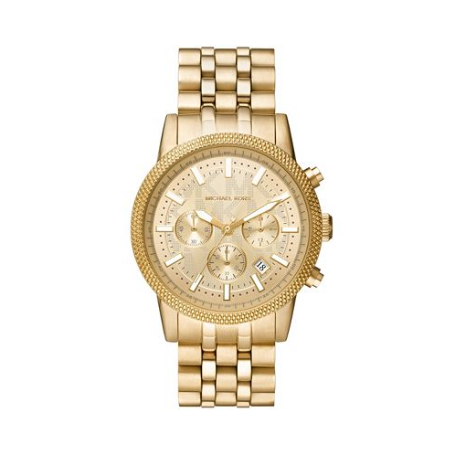 Michael Kors Mens Hutton Chronograph Gold-Tone Stainless Steel Bracelet Watch 43mm