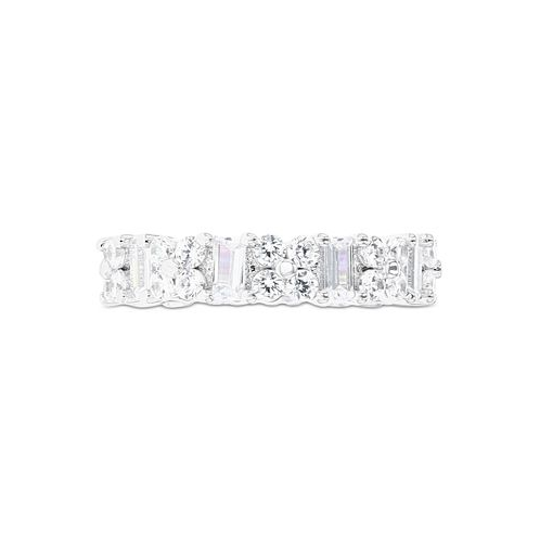 Macys Cubic Zirconia Round & Baguette Eternity Band in Sterling Silver