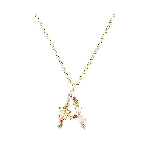 Girls Crew Flutterfly Stone Initial Necklace