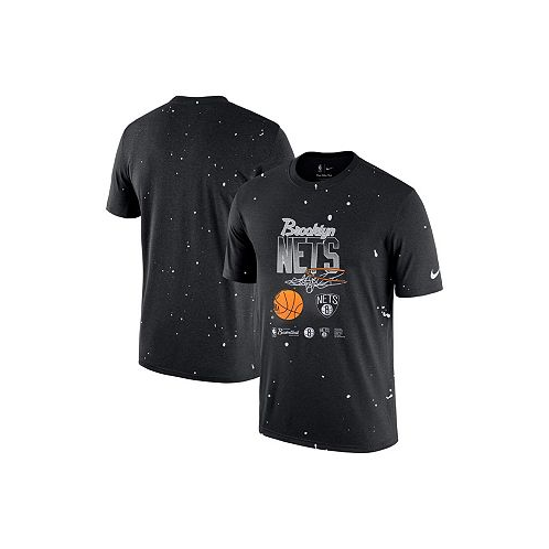 Nike Mens Black Brooklyn Nets Courtside Splatter T-shirt