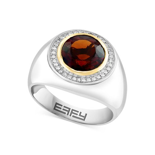 EFFY Collection EFFY Mens Madeira Citrine (3-1/2 ct. t.w.) & Diamond (1/8 ct. t.w.) Ring in Sterling Silver & 14k Gold-Plate