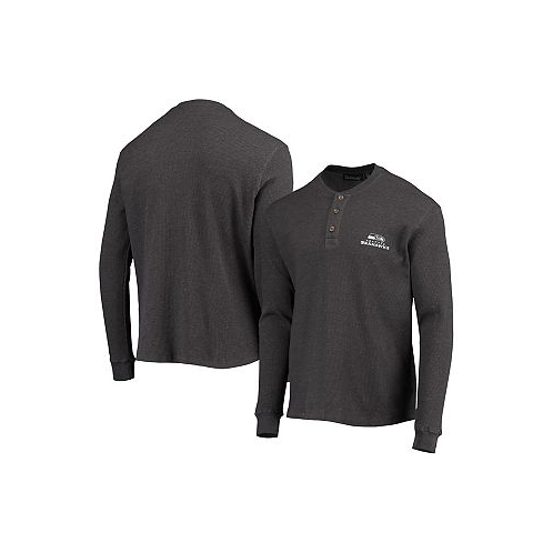 Dunbrooke Mens Heathered Gray Seattle Seahawks Logo Maverick Thermal Henley Long Sleeve T-shirt