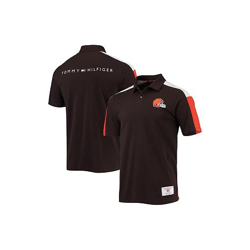 Tommy Hilfiger Mens Brown Orange Cleveland Browns Logan Polo Shirt