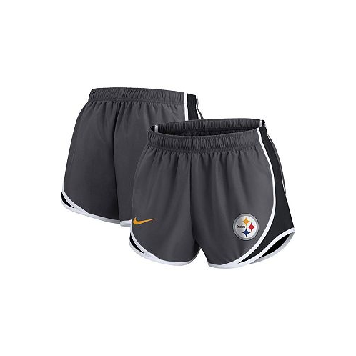 Nike Womens Charcoal Pittsburgh Steelers Plus Size Logo Performance Tempo Shorts