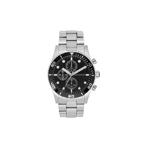 Rocawear Mens Shiny Silver-Tone Metal Bracelet Watch 46.5mm