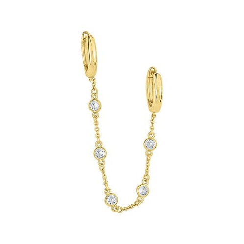 And Now This Cubic Zirconia Bezel Duo Hole Chain Earring