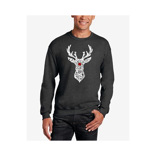 LA Pop Art Mens Santas Reindeer Word Art Crewneck Sweatshirt