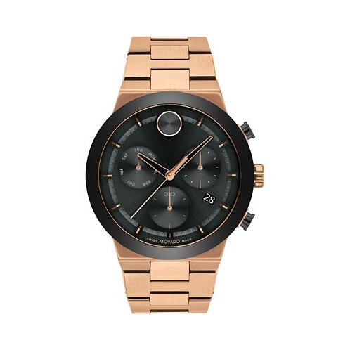 Movado Mens Bold Fusion Swiss Quartz Chronograph Bronze PVD Bracelet Watch 44mm