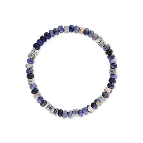 Esquire Mens Jewelry Sodalite Bead Stretch Bracelet in Sterling Silver