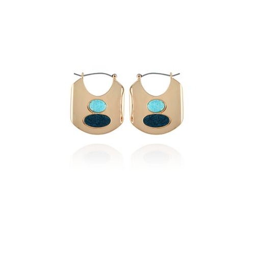 Vince Camuto 14K Gold-Plated and Blue Oval Hoop Earring