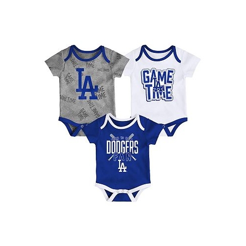 Outerstuff Newborn and Infant Boys and Girls Los Angeles Dodgers Royal White Heathered Gray Game Time Three-Piece Bodysuit Set