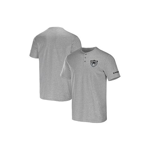 Fanatics Mens NFL x Darius Rucker Collection by Heather Gray Las Vegas Raiders Henley T-shirt