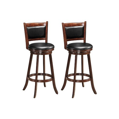 Costway Set of 2 29 Swivel Bar Height Stool Wood Dining Chair