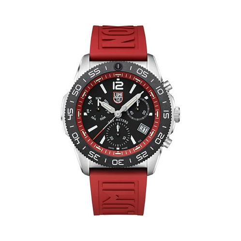 Luminox Mens Swiss Chronograph Pacific Diver Red Rubber Strap Watch 44mm