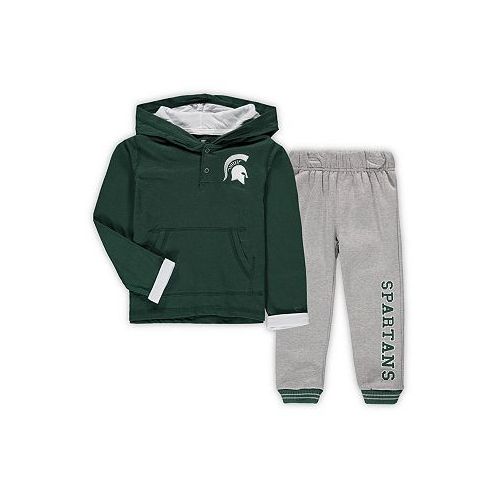 Colosseum Toddler Boys Green and Heathered Gray Michigan State Spartans Poppies Hoodie and Sweatpants Set