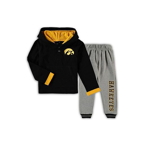 Colosseum Toddler Boys Black Heathered Gray Iowa Hawkeyes Poppies Hoodie and Sweatpants Set
